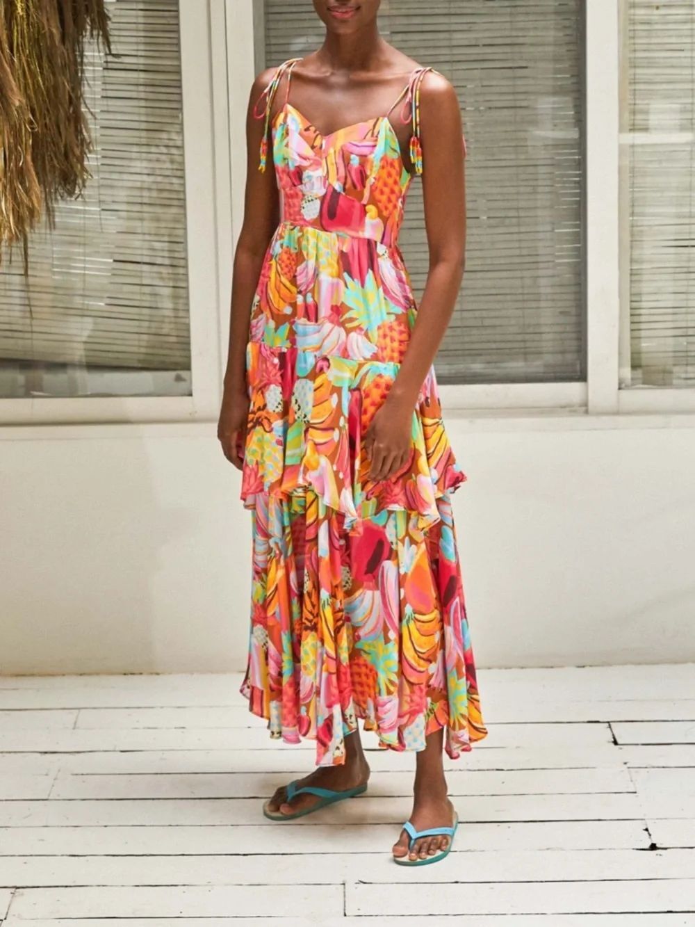 NWT FARM RIO Fruit Salad Ruffle Tiered Maxi Dress XL - Picture 10 of 10